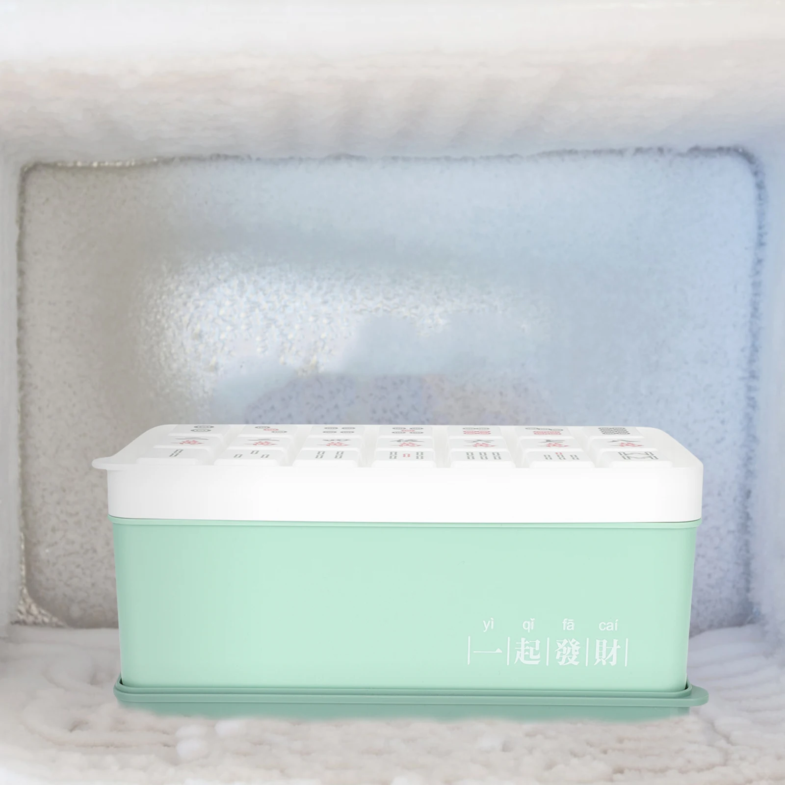 

1 Set Of Mahjong Cube Tray With Push Lid Kitchen Ice Mold For Home Hotel Use, Freezer Ice Maker Storage Container, Summer Drink