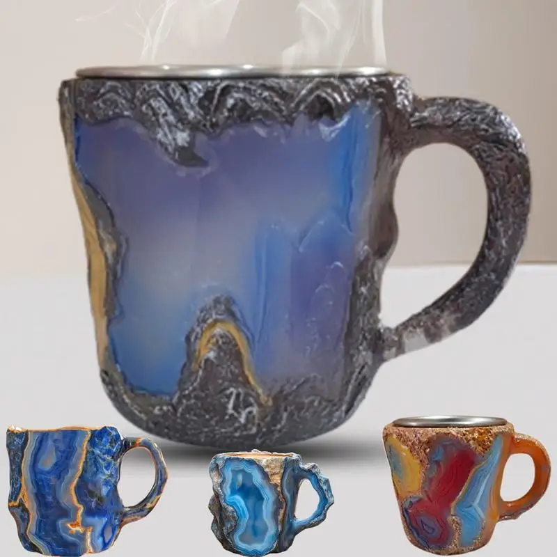 Multi-Colored Mineral Crystal Coffee Mug resin Christmas gift  Home Office Elegant Crystal Water Cup Camping cup Christmas cups