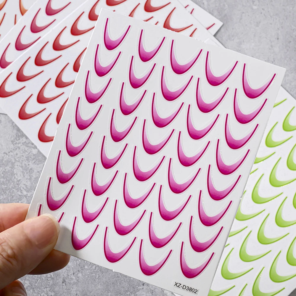 9Pcs Gradient French Lines Nail Stickers Set Blooming Stripe/Wave Line Self-Adhesive Nail Decals DIY Ombre Manicure Decorations