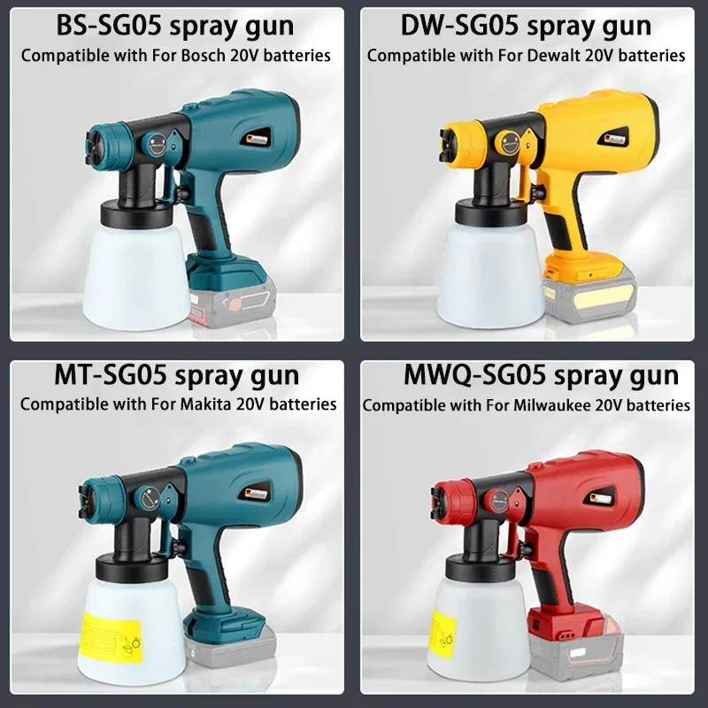 Electric Paint Sprayer Latex Varnish Spray Gun Airbrush For Makita For Bosch For Dewalt For Milwaukee for M18 18V Li-ion Battery
