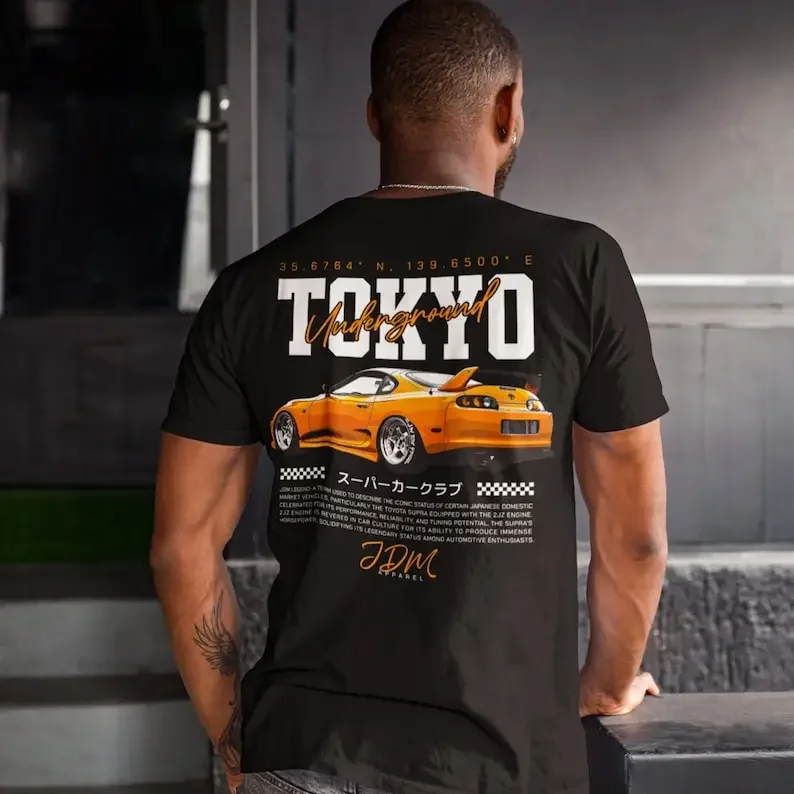 Tokyo Japan Streetwear Car T-Shirt JDM Style Tuning Japanese Street Racing Short Sleeve Casual Streetwear Harajuku T-Shirt