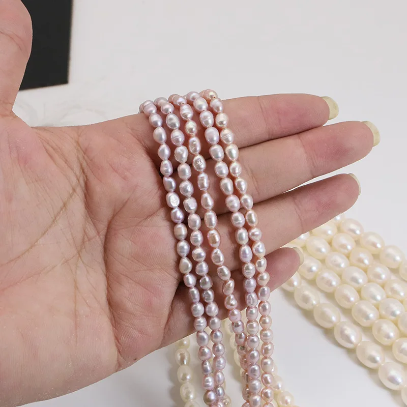 3-4mm Natural Freshwater Pearl Purple String Loose Beads DIY Bracelet Necklace Jewelry Material Zhuji Pearl Manufacturers