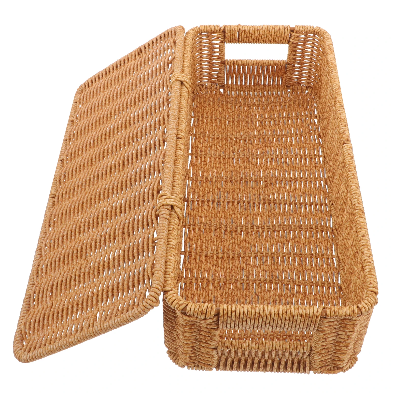 

European Style Storage Box Deep Coffee Color H woven Basket Lid for Desk ganizer Home Decor Gift Packing Container