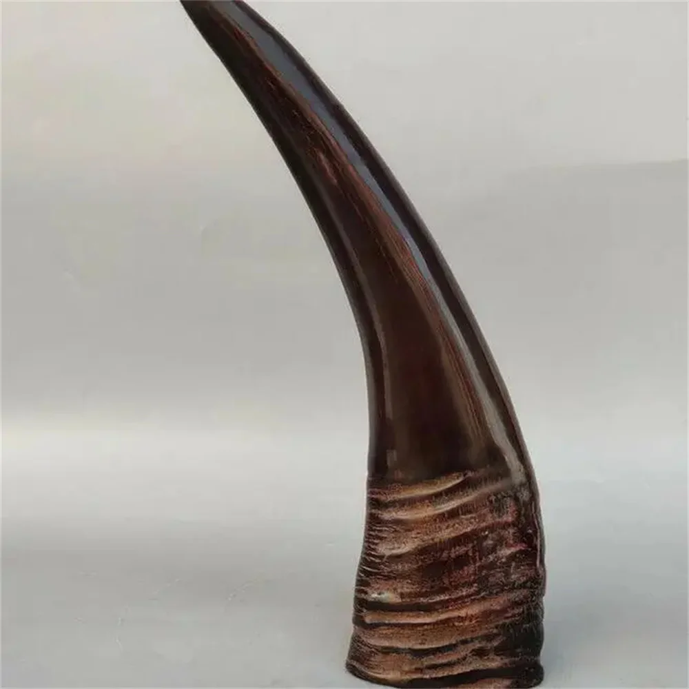 

9.25" Collection Chinese Exquisite Ox Horn Handmade Statue