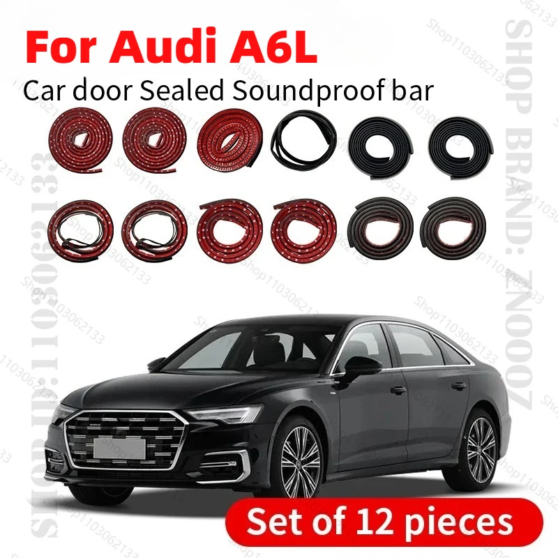 Car Door Seal Strip Rubber Double Layer Sealing Protector Soundproof Strip Dustproof Seal Strip 12PCS For 2016-2022 Audi A6L