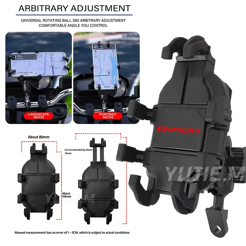 

For BMW R 1250 GS R1200 RT R1250GS R1200RT Motorcycle Handlebar Mobile Phone Holder W/ Shock Absorber GPS Stand Bracket