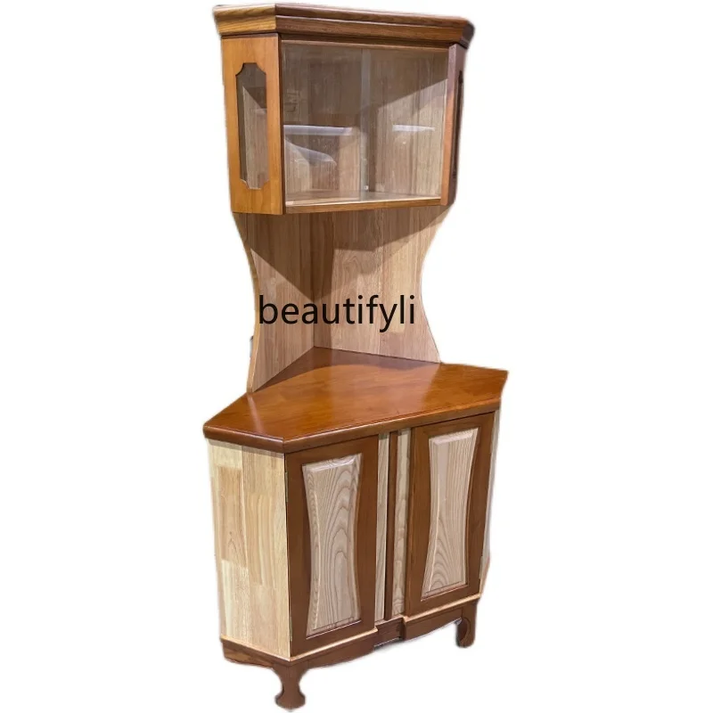 

Retro Corner Cabinet Locker Sideboard Cabinet Home Display Cabinet Decorative Solid Wood Storage