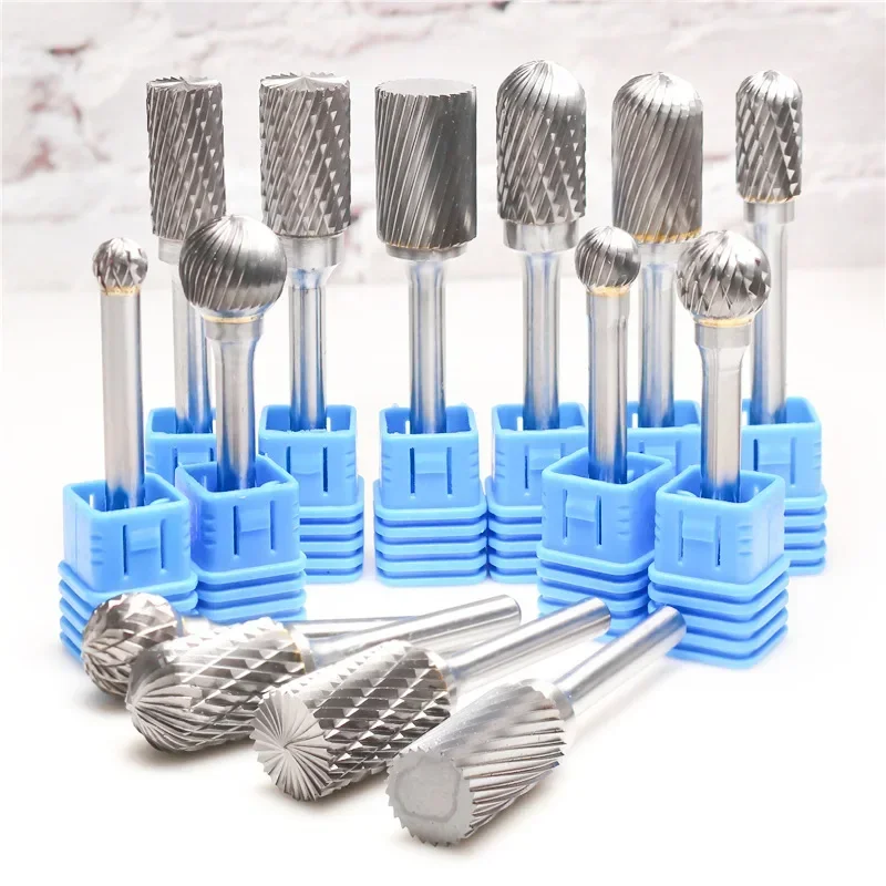 5pc 6mm 8mm 10mm 12mm 14mm Tungsten Steel Wood Carving Grinding Head Hard Metal Milling Cutter 6mm Shank