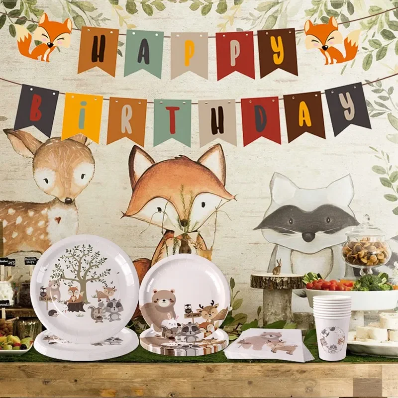 Woodland Animal Jungle Forest DIY Party Decor Woodland Birthday Party Baby Shower Decor Boy Kids Birthday Party Supplies