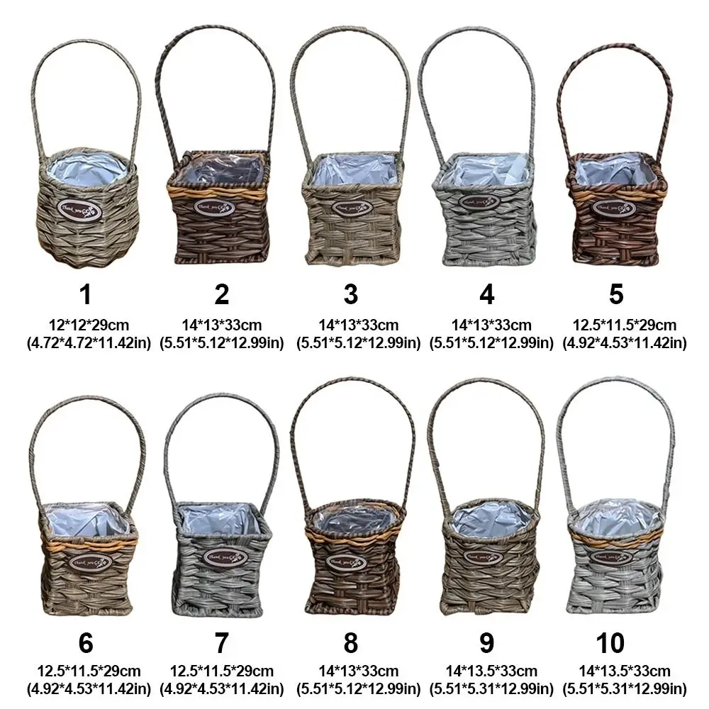 with Handles Imitation Rattan Storage Baskets Handwoven Handmade Home Decoration Braid Basket 10 Styles