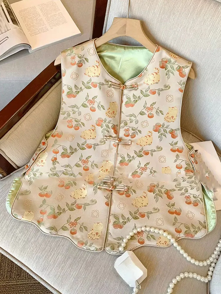 Prairie Chic Harajuku Vintage Casual Vests Personalized New Chinese Style Slim Coat Premium Elegant Small Fellow Jackets