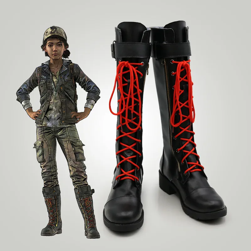 Zapatos de Cosplay de The Walking Dead Clementine, botas de Clem, accesorios para disfraces de fiesta de Carnaval y Halloween