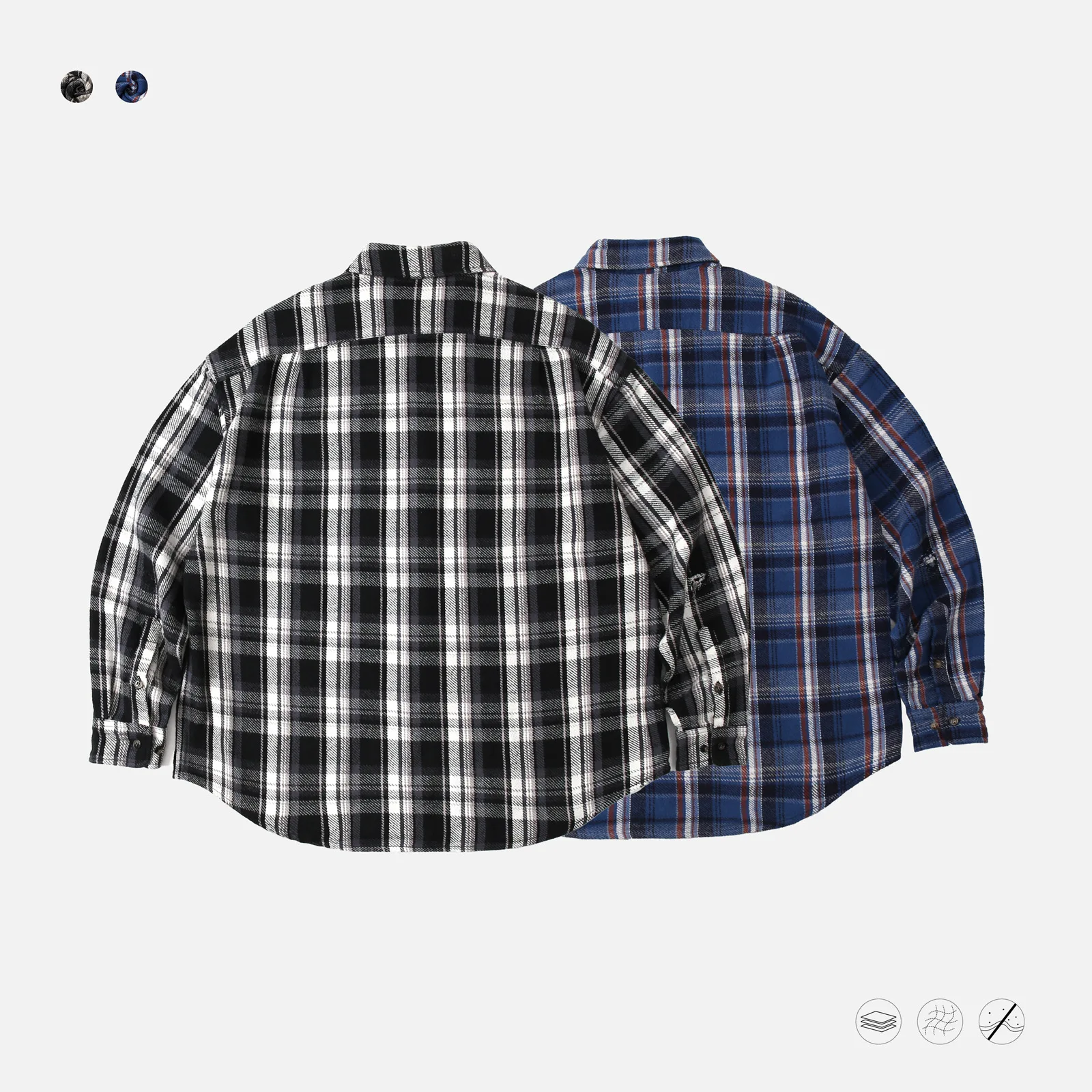 Loose Fit Men's Long Sleeve Shirt Jacket Retro Washed Faded Casual Style Japanese Design Polyester Blend Fabric Youth Spring