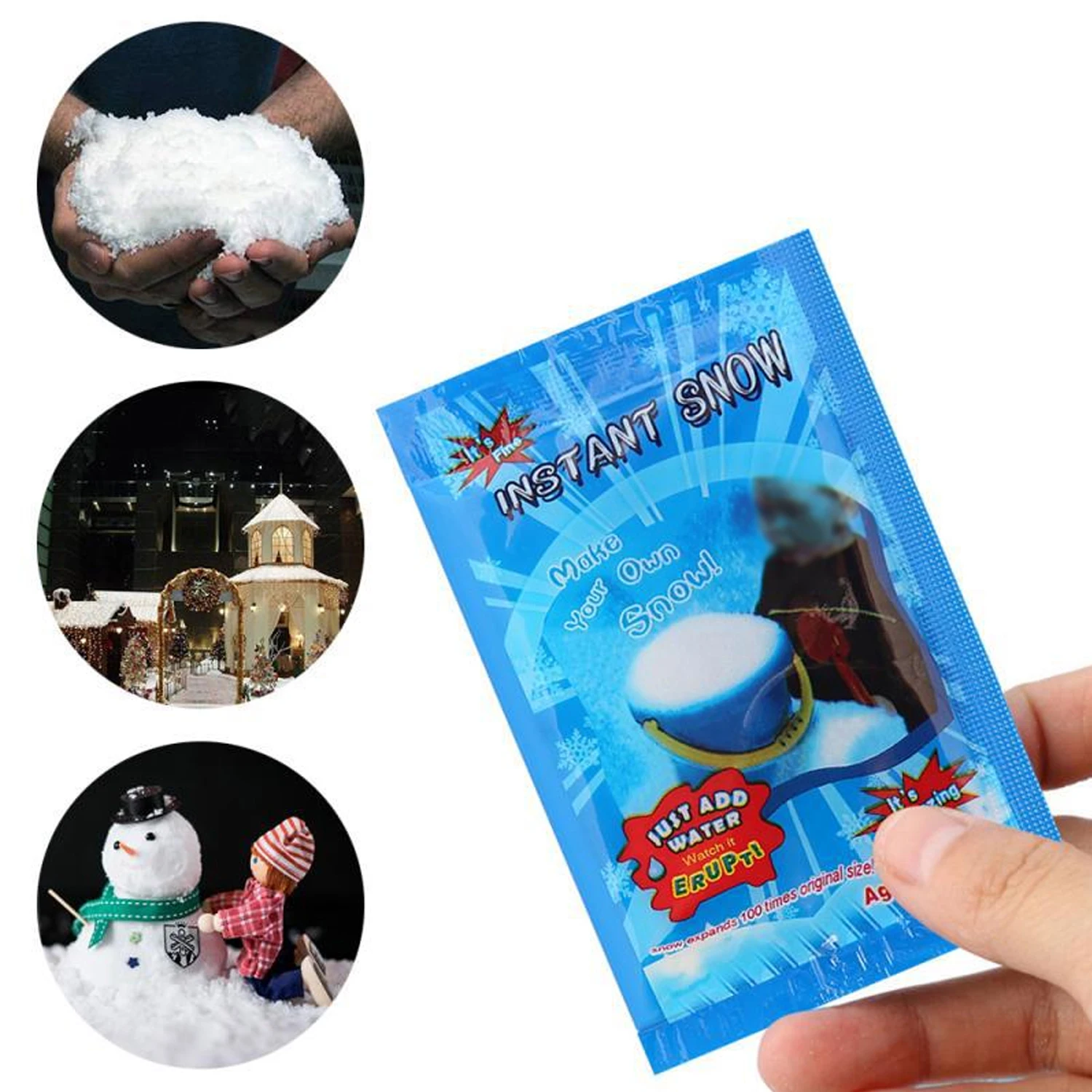 Artificial powder mixture used for making fake snow, weddings, and fairy house decorations