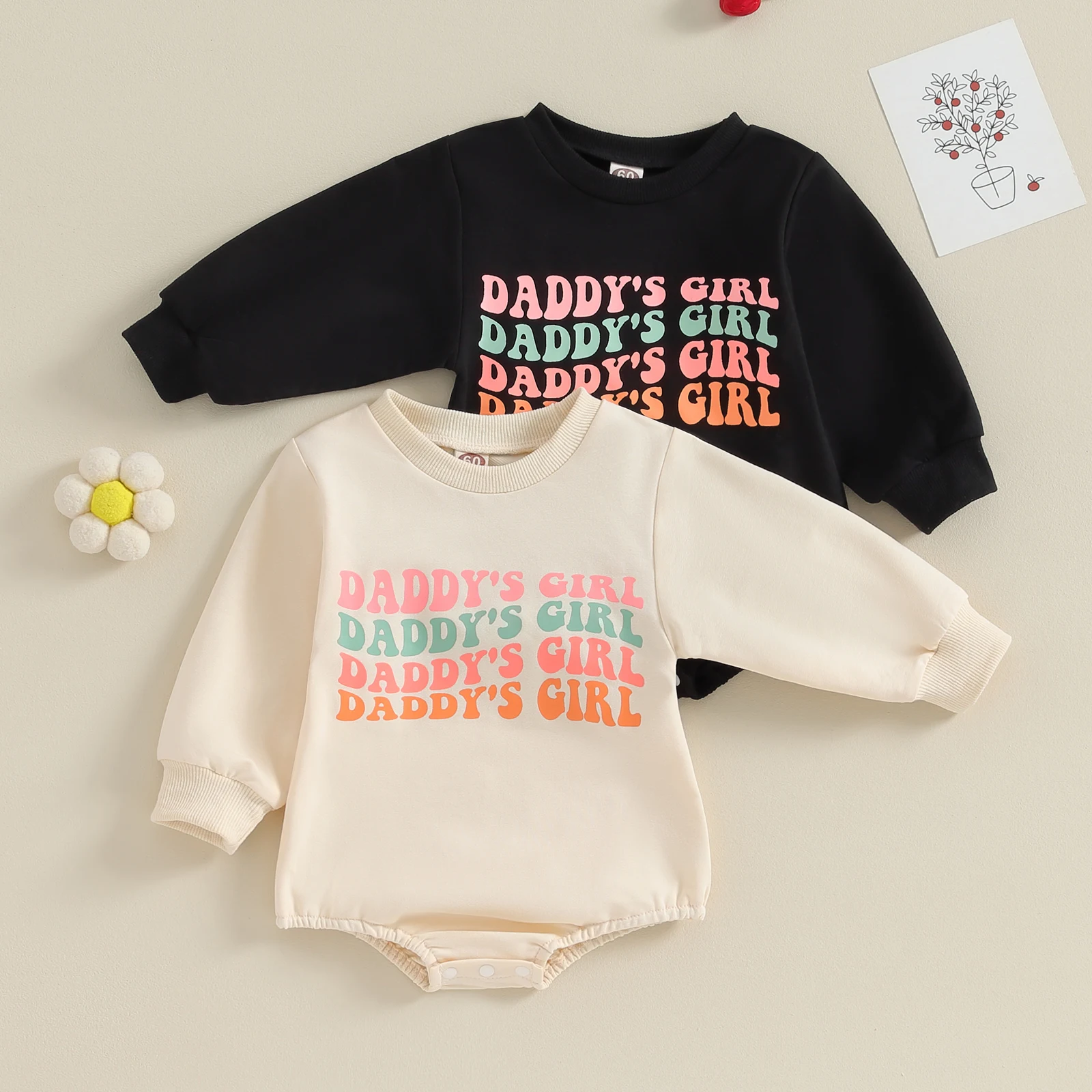 

Infant Baby Girl Fall Sweatshirt Rompers Letter Print Round Neck Long Sleeve Bodysuits Jumpsuits Sweety Toddler Baby Clothes