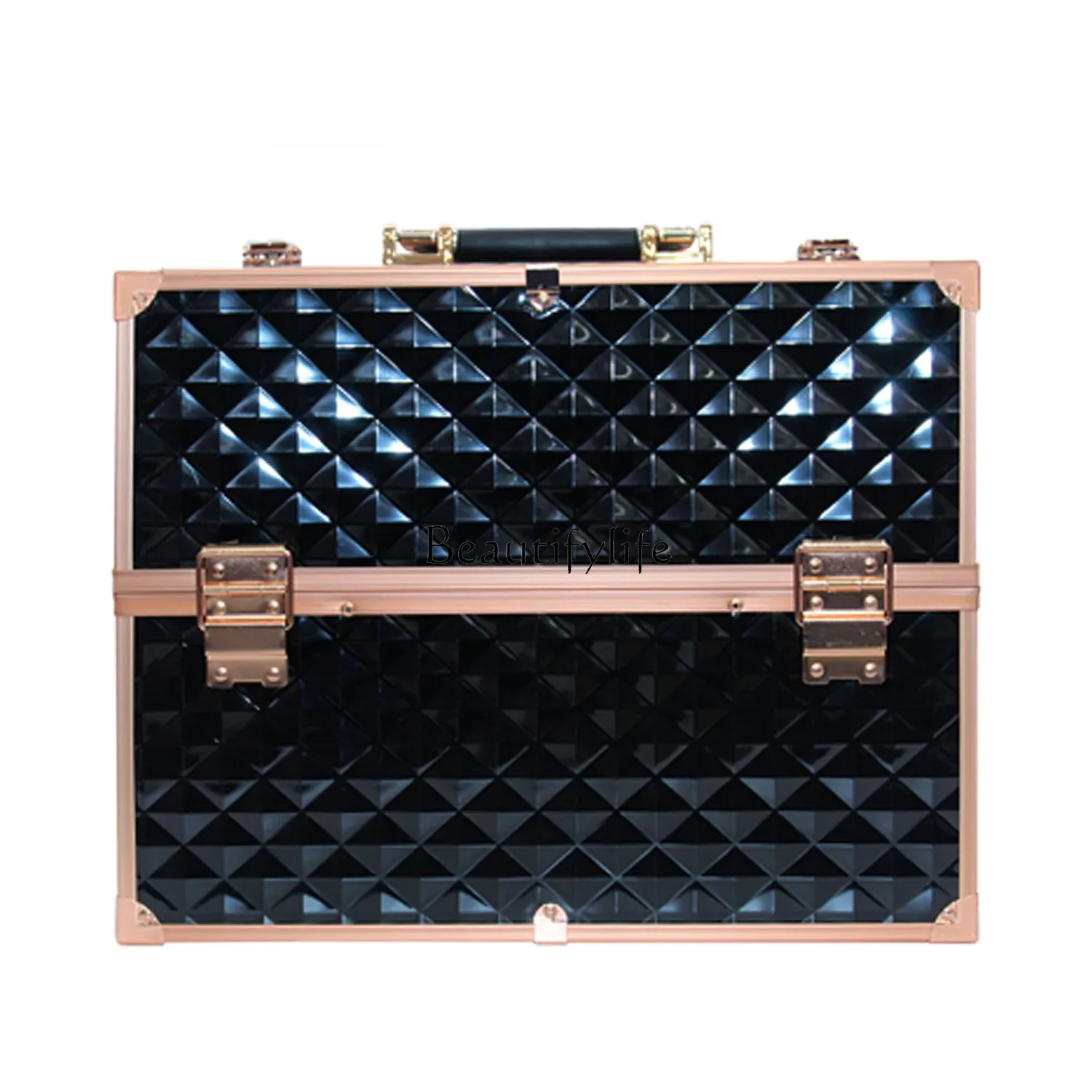 

Large three-layer aluminum alloy portable cosmetic case, nail art tool storage case.