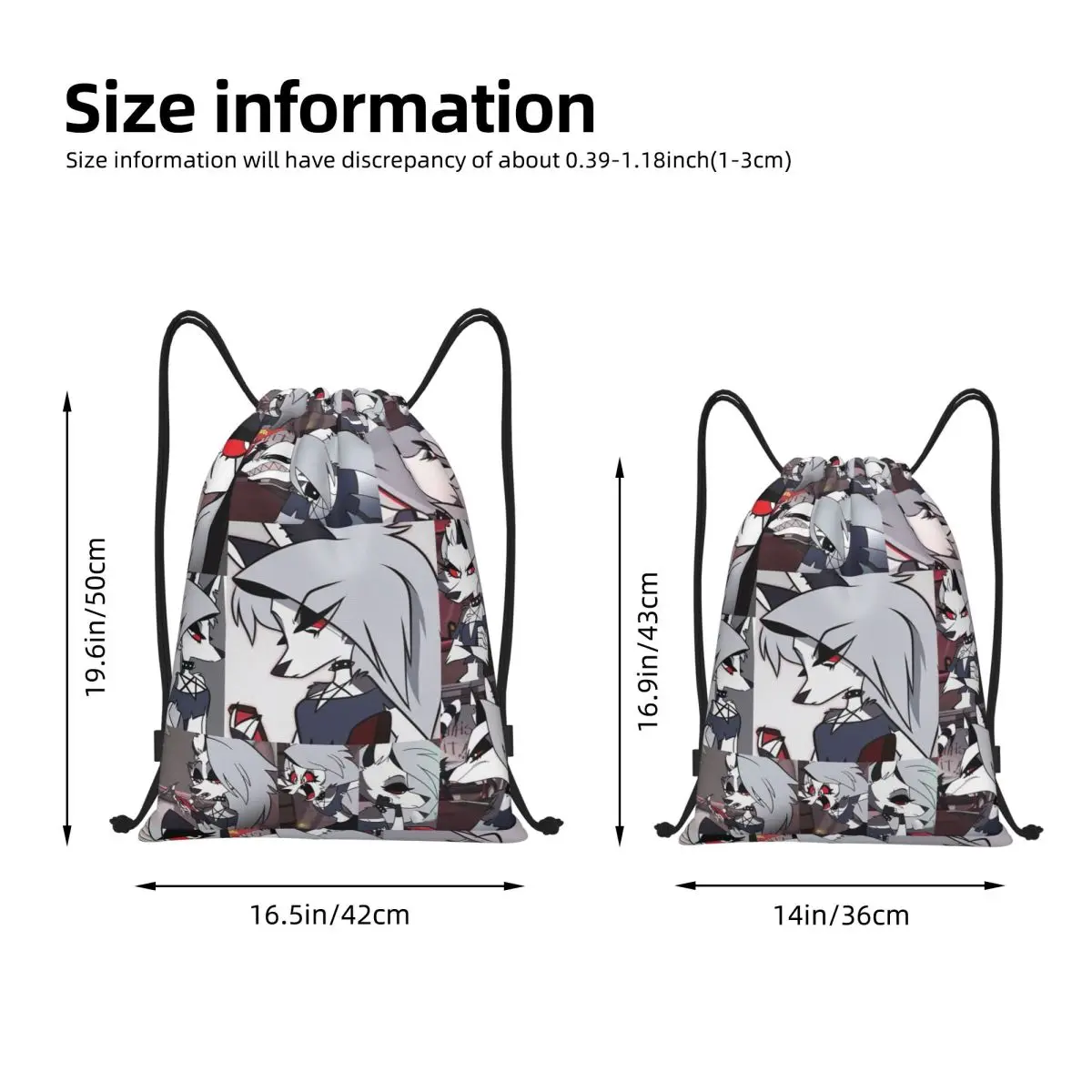 Loona Collage Drawstring Backpack Sports Gym Sackpack Water Resistant Helluva Boss Anime String Bag for Exercise