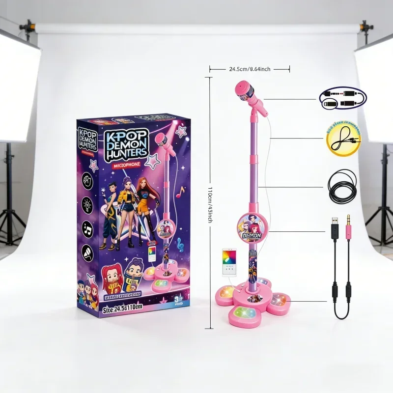 Karaoke Microphone with Stand, Portable Music Singing Machine with Audio Effects for Home Party and Fun Entertainment