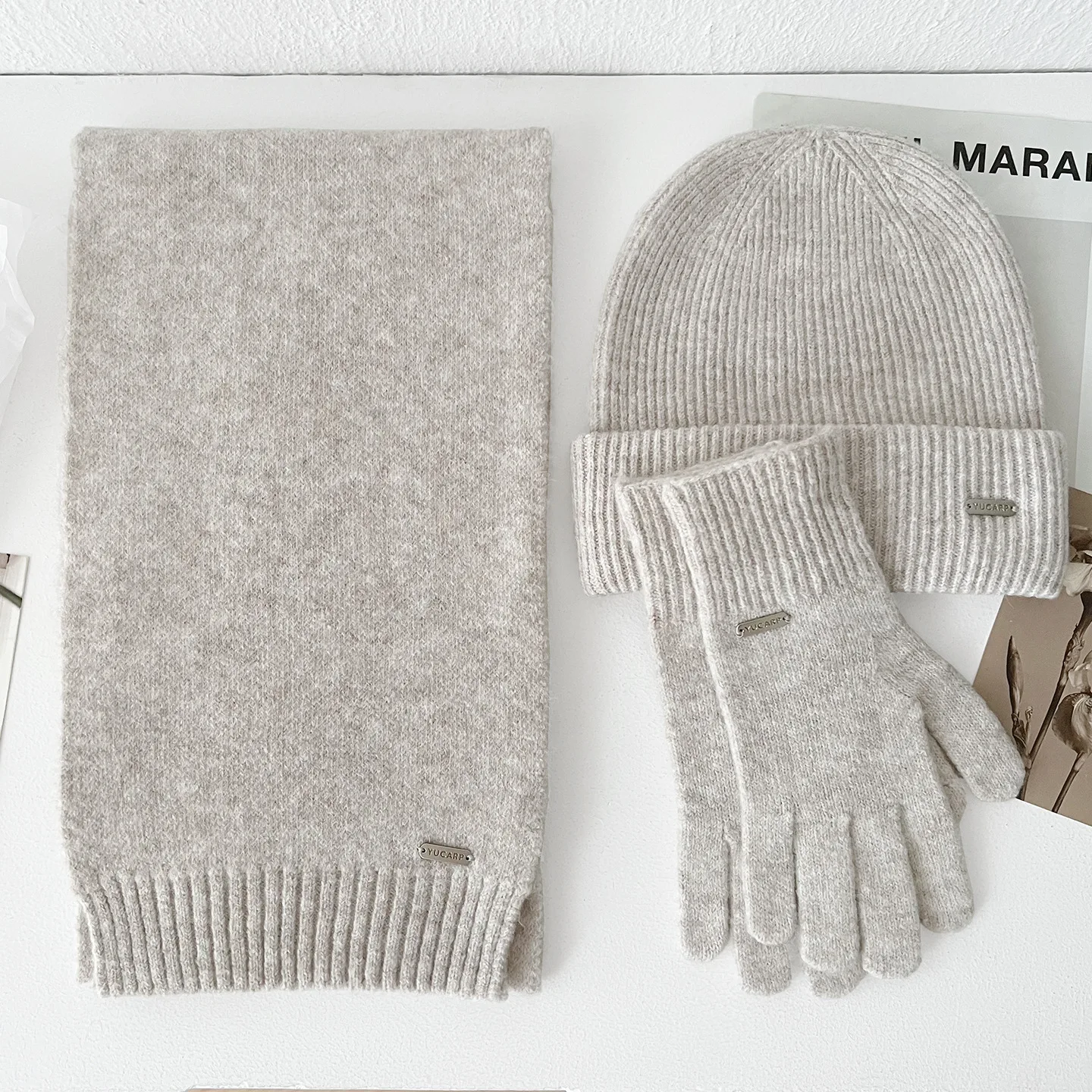 3 قطعة/المجموعة محبوك حلقة وشاح المرأة قبعة صوف الشتاء الدافئة الأوشحة قبعة الصلبة تصميم لينة الكشمير الباشمينا طوق وشاح للرقبة