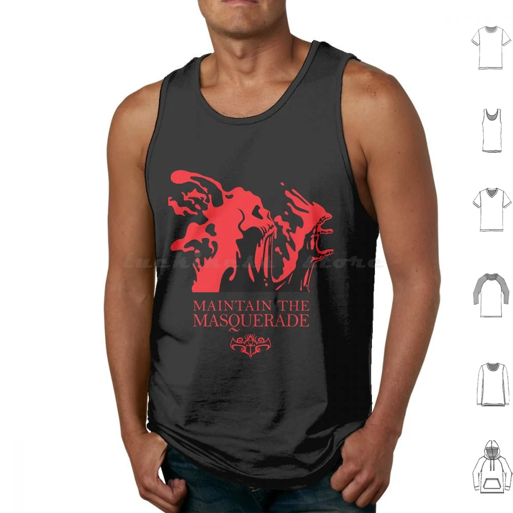 Maintain The Masquerade Tank Tops Print Cotton Vampire The Masquerade Blood Death Goth Gothic Horror Masquerade Respect