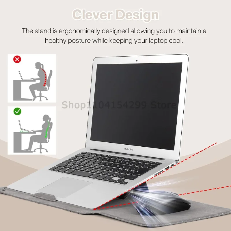 Laptop Sleeve Case 13 14 15 15.6 16Inch For Huawei HP DELL Bag For Macbook Air Pro 13 13.6 M4 Notebook Case with Stand Men Women