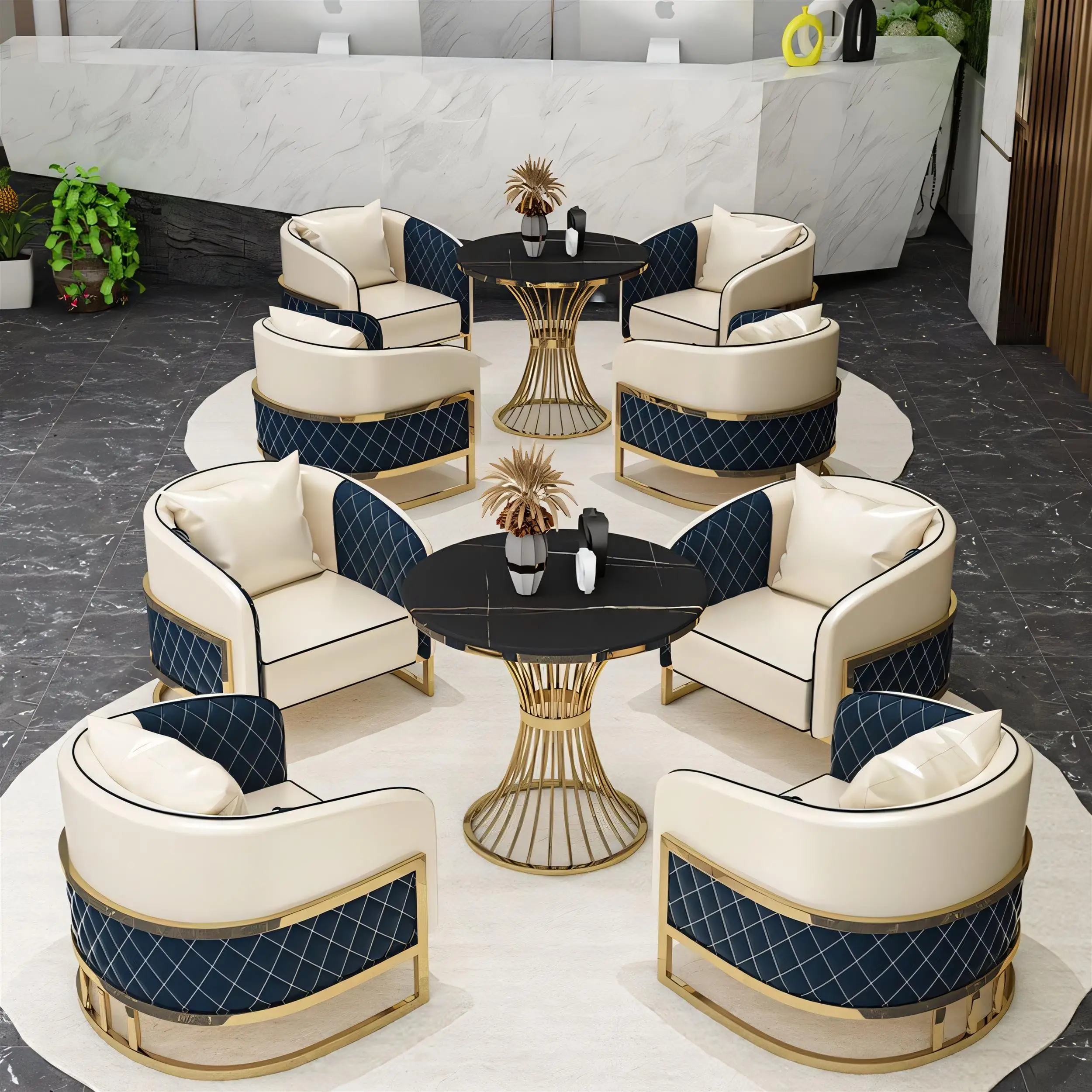 

Nordic negotiation table and chair combination office sofa light luxury hotel sales reception beauty salon rest guest sofa