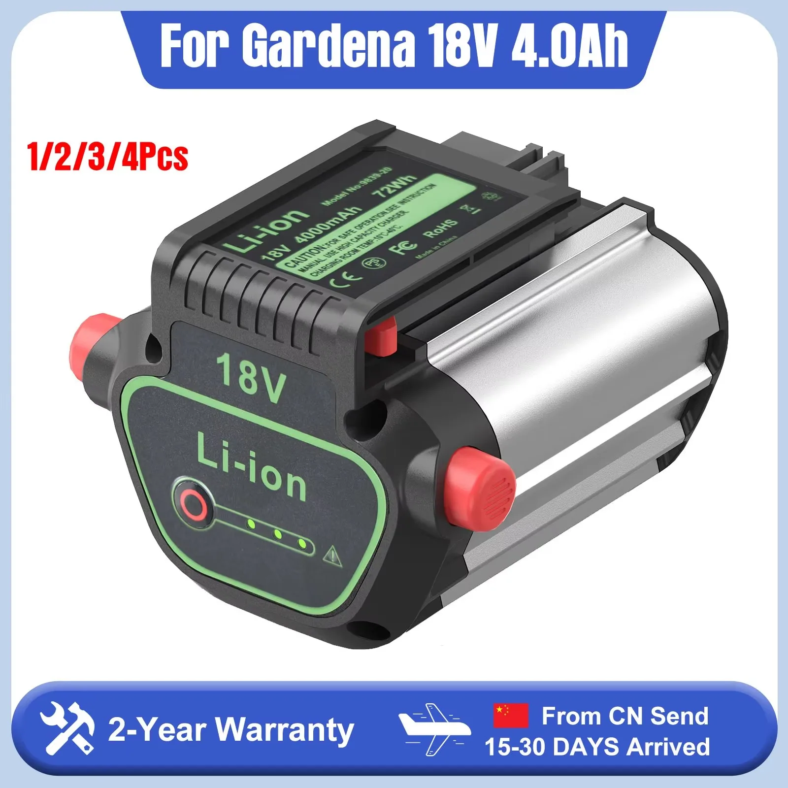 

18V 4Ah Li-ion Battery for Gardena BLi-18 (9840-20/9839-20) Compatible With For Gardena 18V Tools & EasyCut Li-18/23 Trimmer