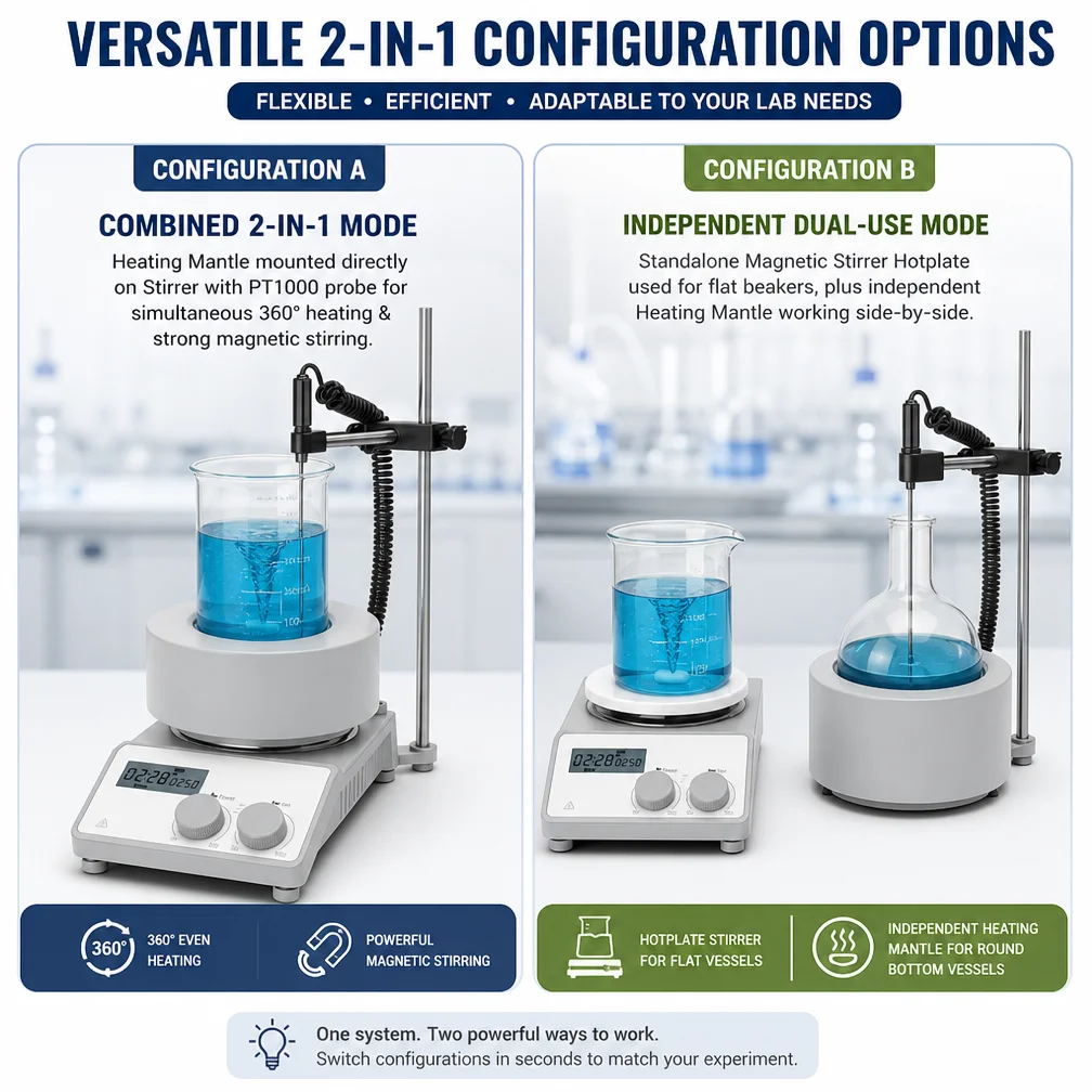 WEIAI Digital LCD Laboratory Magnetic Stirrer with Electric Heating Mantle Hot Plate 100ml 250ml 500ml 1000ml Capacity Mixer