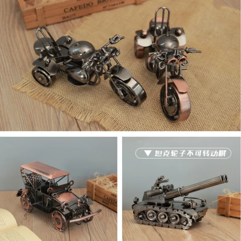 1pcs European style Retro Iron Handicrafts Car and Motorcycle Models Decorations Home Decor and Decorations Gift For Kids