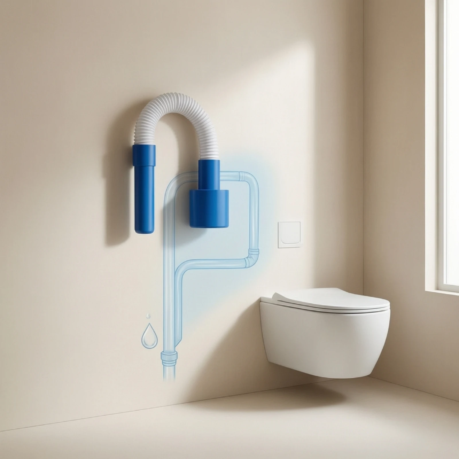 Cistern Test Pipe Shield Curved Pipe with Corrugated Section Concealed for Plumbers, Leak Testing, Bathroom Renovation