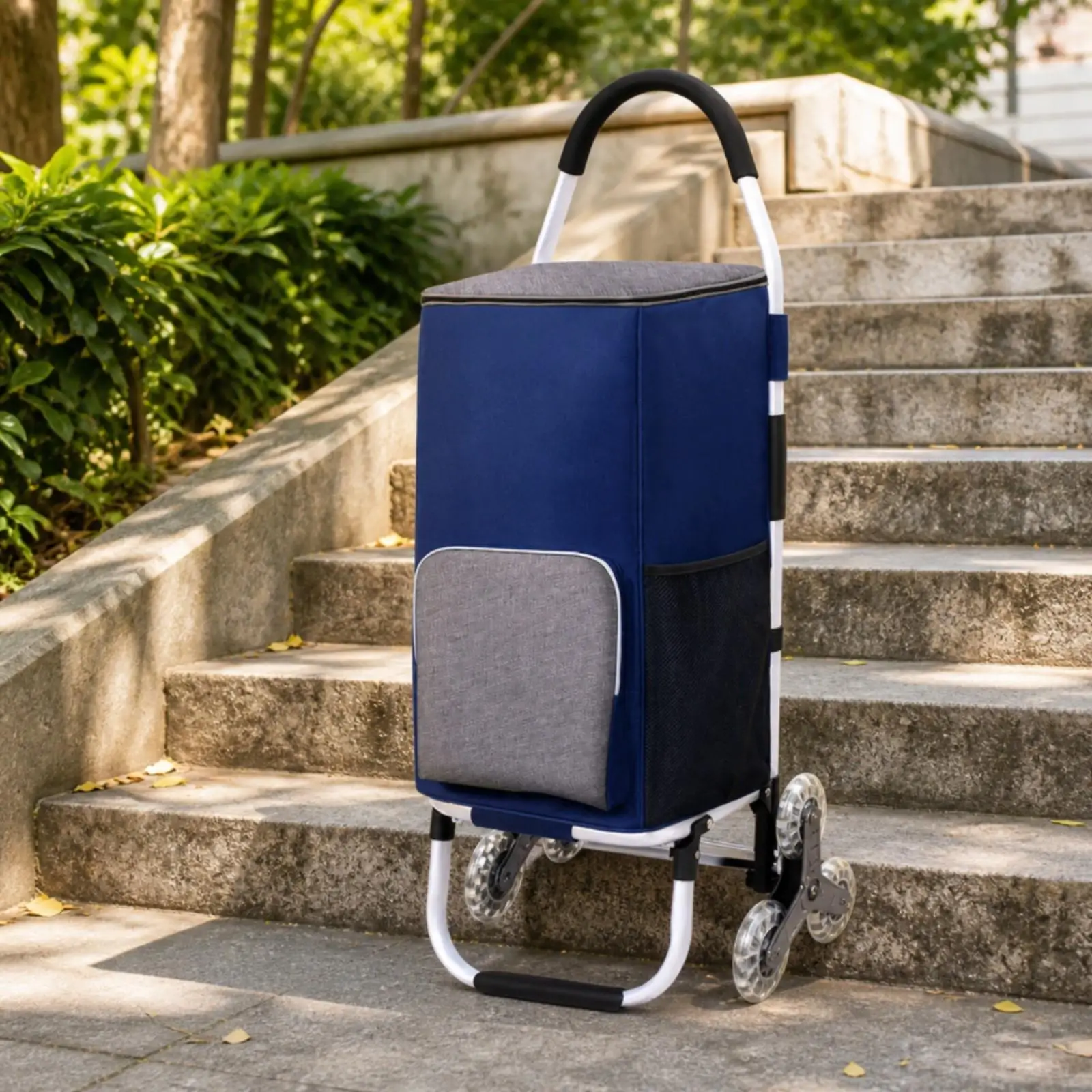 Foldable Wheeled Shopping Trolley Compact Shopping Trolley with Insulated Bag Compactable for Market Trips, Parcel Pickup,