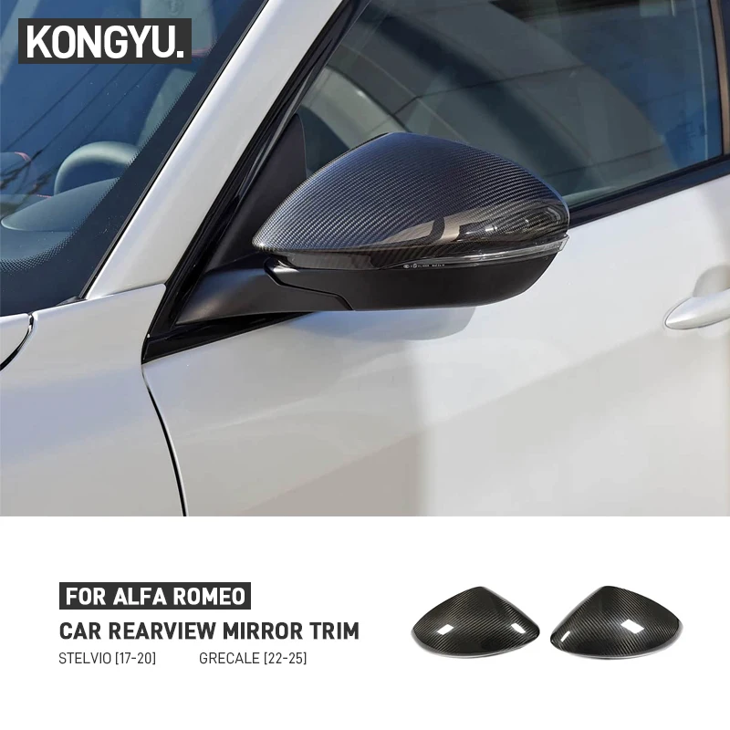 

Real Carbon Fiber For Alfa Romeo Giulia Stelvio 2017-2025 For Maserati Grecale 2022-2025 Car Exterior Rearview Mirror Trim Cover