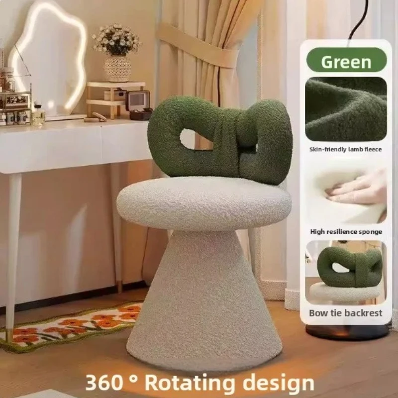 household bedroom ladies' dressing chair,commercial nail chair Makeup stool, rotatable cream style casual stool, bow chair stool