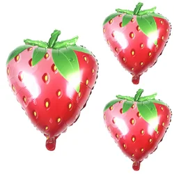 Sweet Strawberry Aluminum Film Balloon for Children's Birthday, Hawaiian Party Decoration, Fruit Shaped Foil Balloons