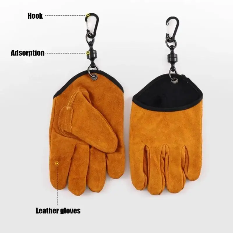 Hitzebeständige BBQ-Handschuhe aus Rindsleder, rutschfeste Grillhandschuhe für Camping, Angeln und Schweißen – Detail 2