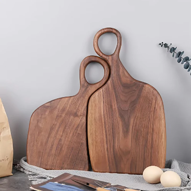 

Walnut couple handle kitchen cutting board, wooden steak bread board, solid wood kitchen cutting board