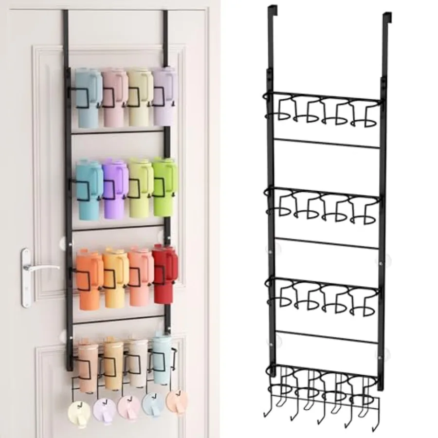 

Органайзер для бутылок с водой - Держатель для стаканов Stanley на дверь - Подставка для стаканов с крючками для крепления на дверь или стену - Органайзер для кружек