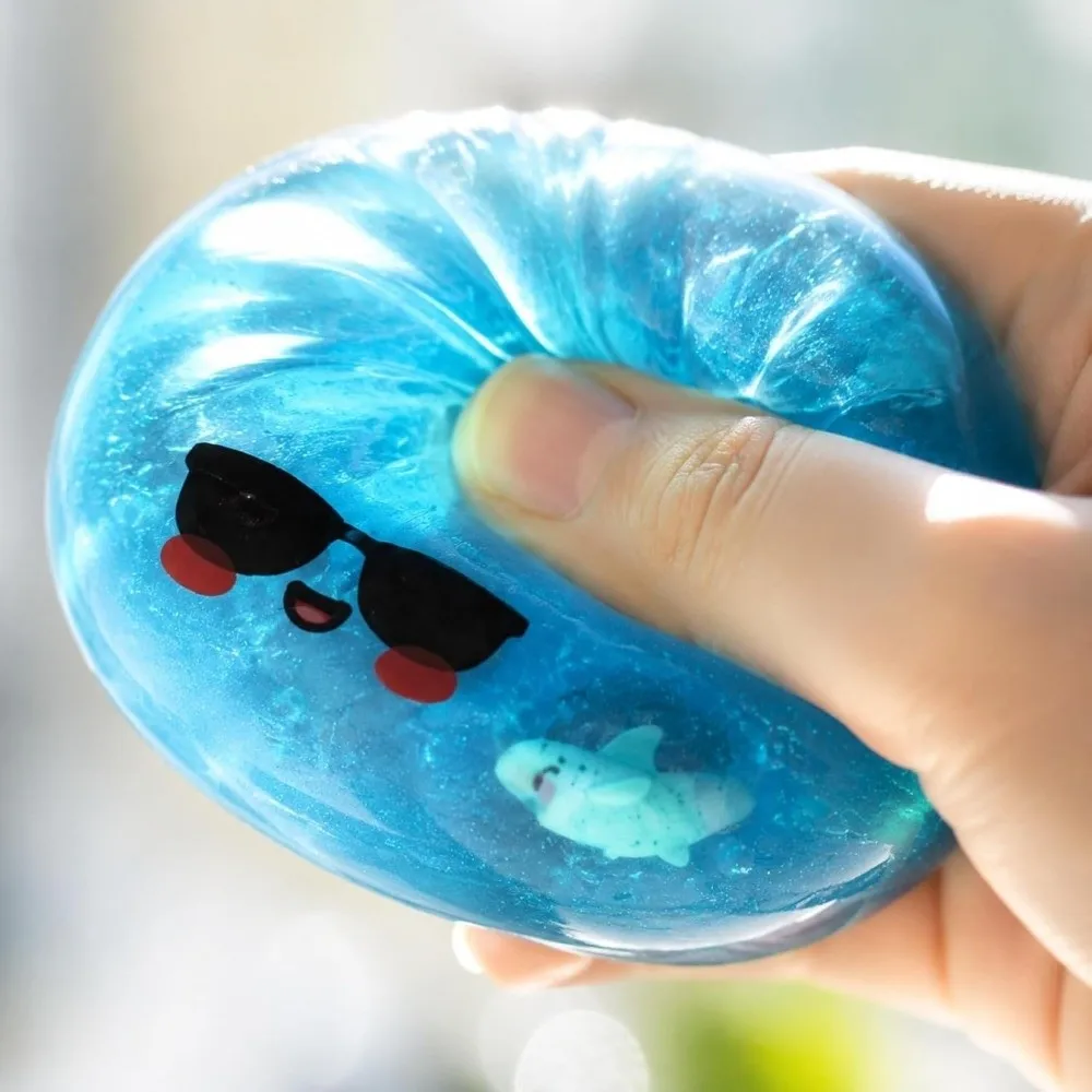 Glitter Shark Dumplings SqueezeToy with Steamer Slow Resilience Steamed Stuffed Bun Squeeze Pinch Le Fidget Soft