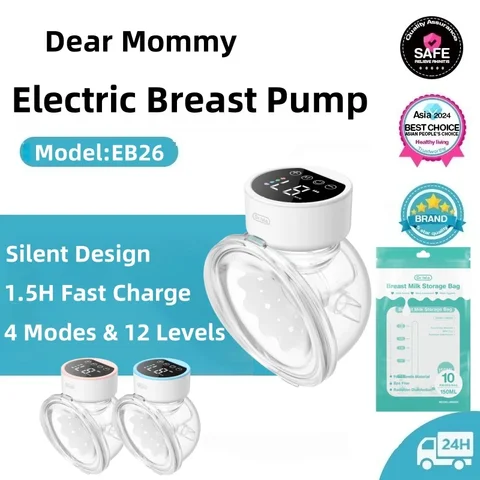 Wearable Electric Breast Pump 4 Modes 12 Levels Silent Design Portable Breast Pump Baby Breastfeeding Set With Milk Storage Bag