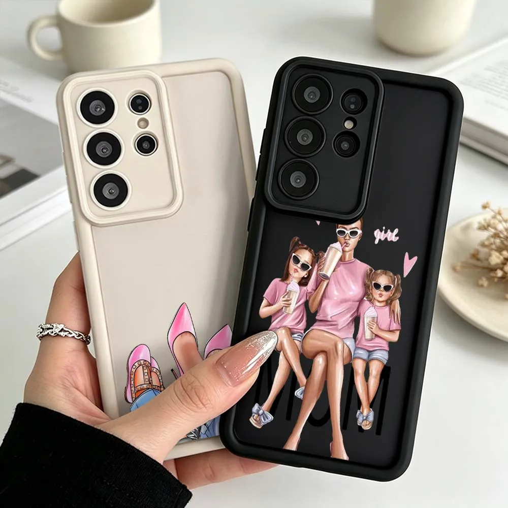 luxury Baby Mon Pattern Phone Case For Samsung Galaxy S26 S25 S24 S23 S22 S21 S20 Ultra Plus FE Eye Ladder Silicone Cover