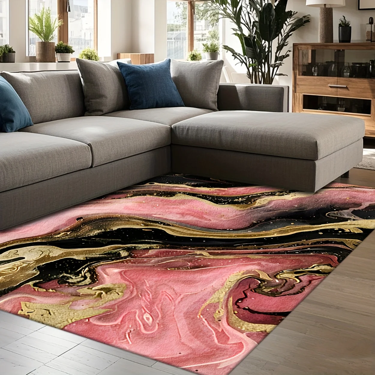Printed Rug Abstract - Tapis de sol imprimé motif marbré