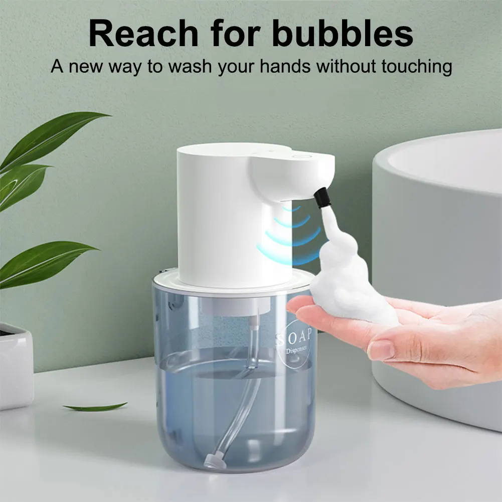 400ml Touchless Soap Dispenser Rechargeable Automatic Sensor Foaming Soap Dispenser IPX5 Waterproof for Home Kitchen Bathroom