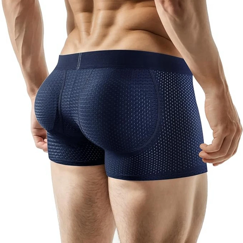 JOCKMAIL Ropa Interior Acolchada para Hombre, Calzoncillos Boxer de Seda de Hielo, Transpirables, Suaves y Cómodos, con Efecto Levanta Glúteos