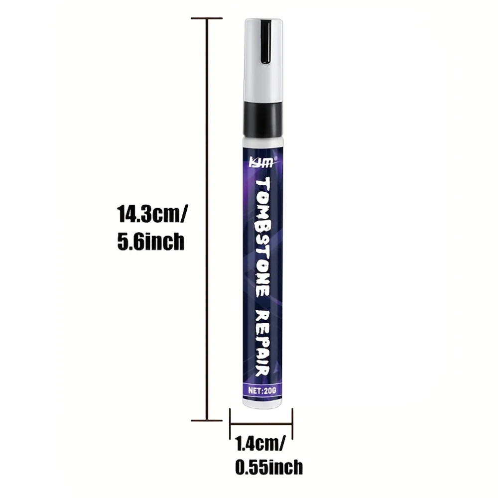 Black Tombstone Restoration Pen - Quick-Dry Stone Inscription Color Renewal Marker for Refreshing Faded Headstone Lettering, Wat