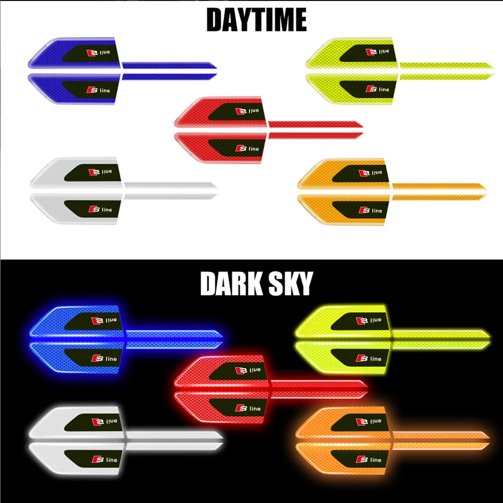 2Pcs Car Accessories Car Fender Door Warn Safety Reflective Sticker Decal For Audi Sline A3 A4 A5 A6 B6 B7 B9 8p 8v B8 C7 TT B5 view 3