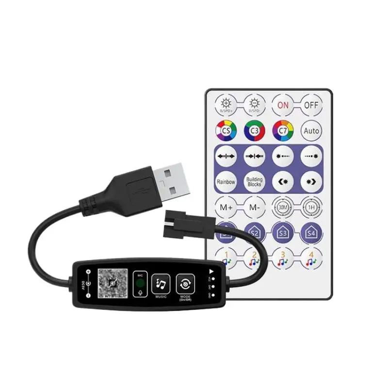 New 1pc Controller Bluetooth Music APP Control For Pixel LED Strip Light SK6812 WS2811 WS2812 Tape Lights USB 5V Remote Control