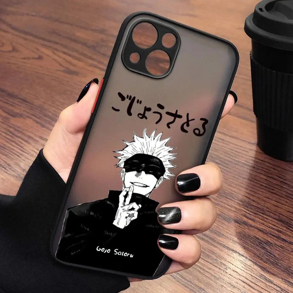 جراب هاتف أنيمي جوجوتسو كايسن غوجو ، درع ضد الصدمات ، غطاء غير لامع لهاتف آيفون 15 ، 14 ، 11 ، 12 برو ، 13 ، 16 برو ماكس ، XR ، XS