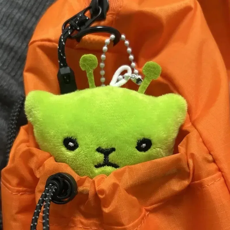 Ugly Cute Green Alien Cat Plush Toy Cartoon Stuffed Couple Keychain Creative Internet Celebrity Hot Sale Backpack Pendant Gifts