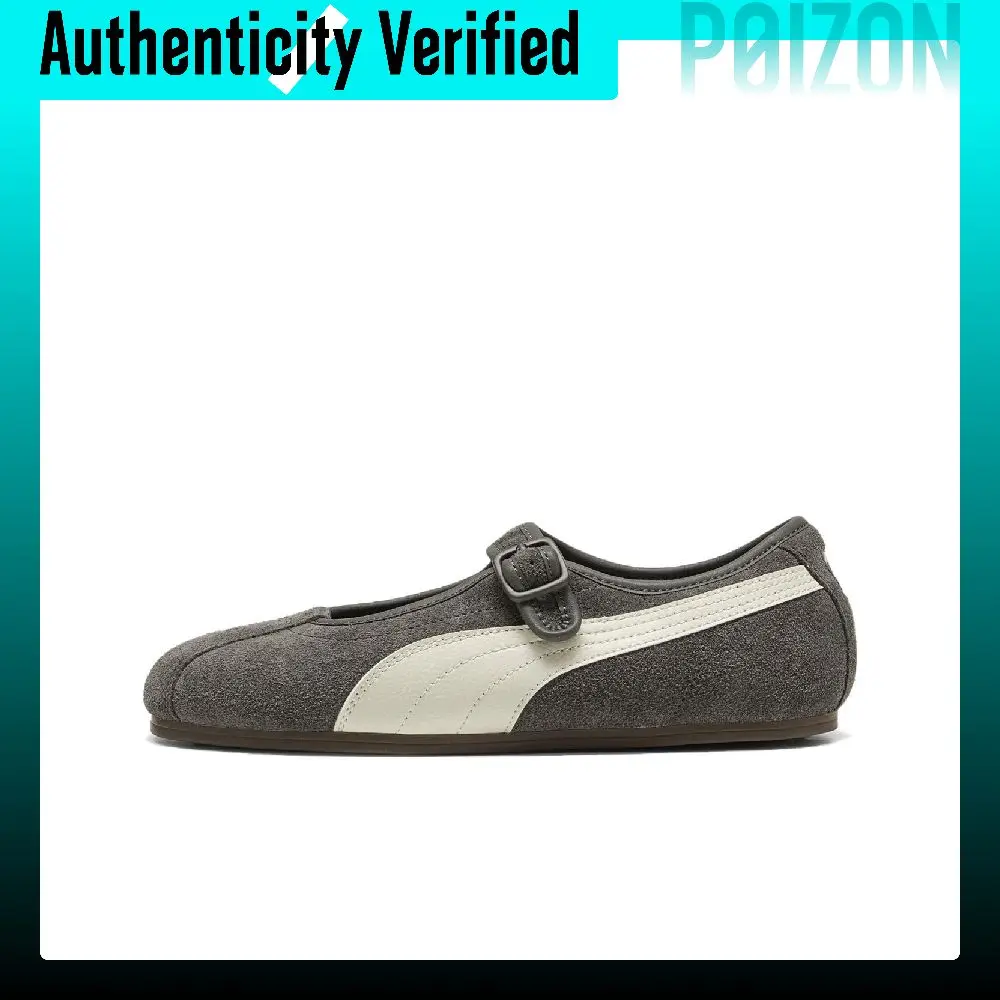 PUMA Tackle Cow Split Leather Mary Jane Shoes Women's Gray White 408550-03