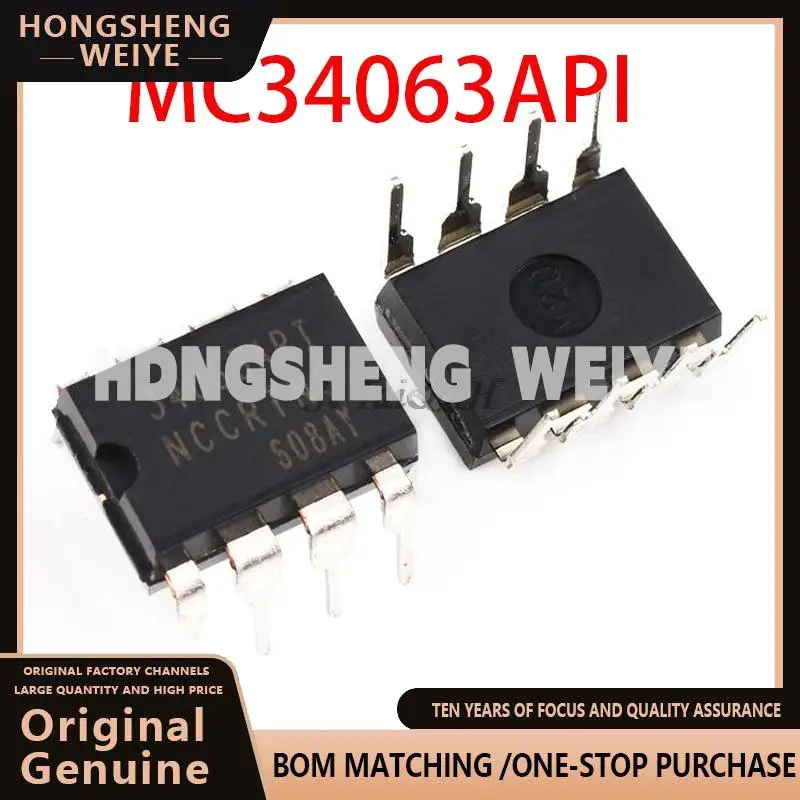 100%new 10PCS MC34063API DIP8 MC34063AP1 DIP MC34063 34063API DIP-8 new and  original IC